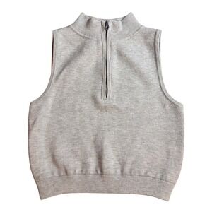 Wild Fable Gray Half Zip Mock Neck Sweater Vest Responsible Style Junior XS NWOT